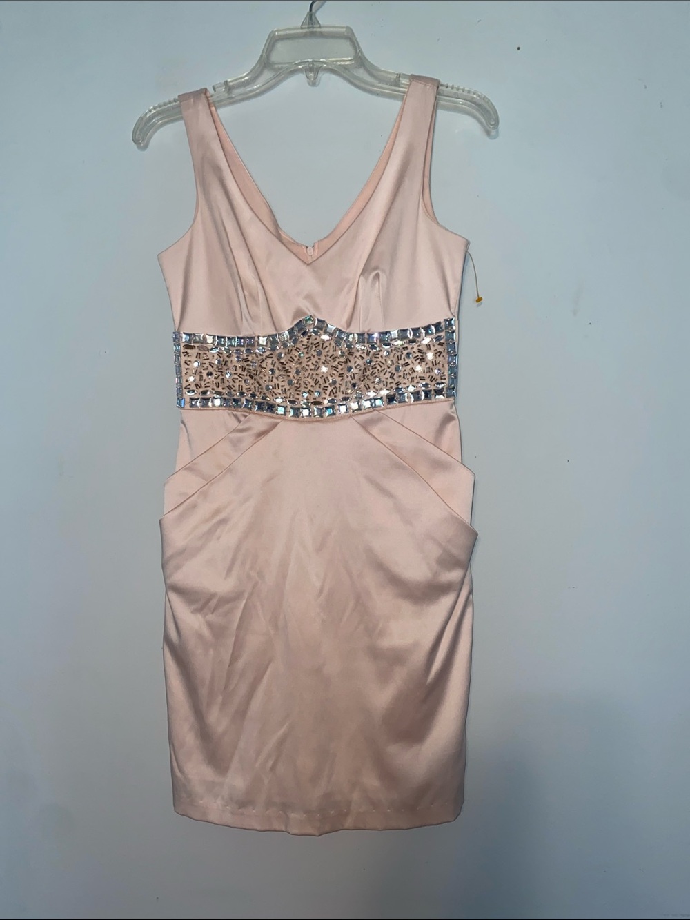 B Darlin Blush Pink Sequin Waist Mini Dress